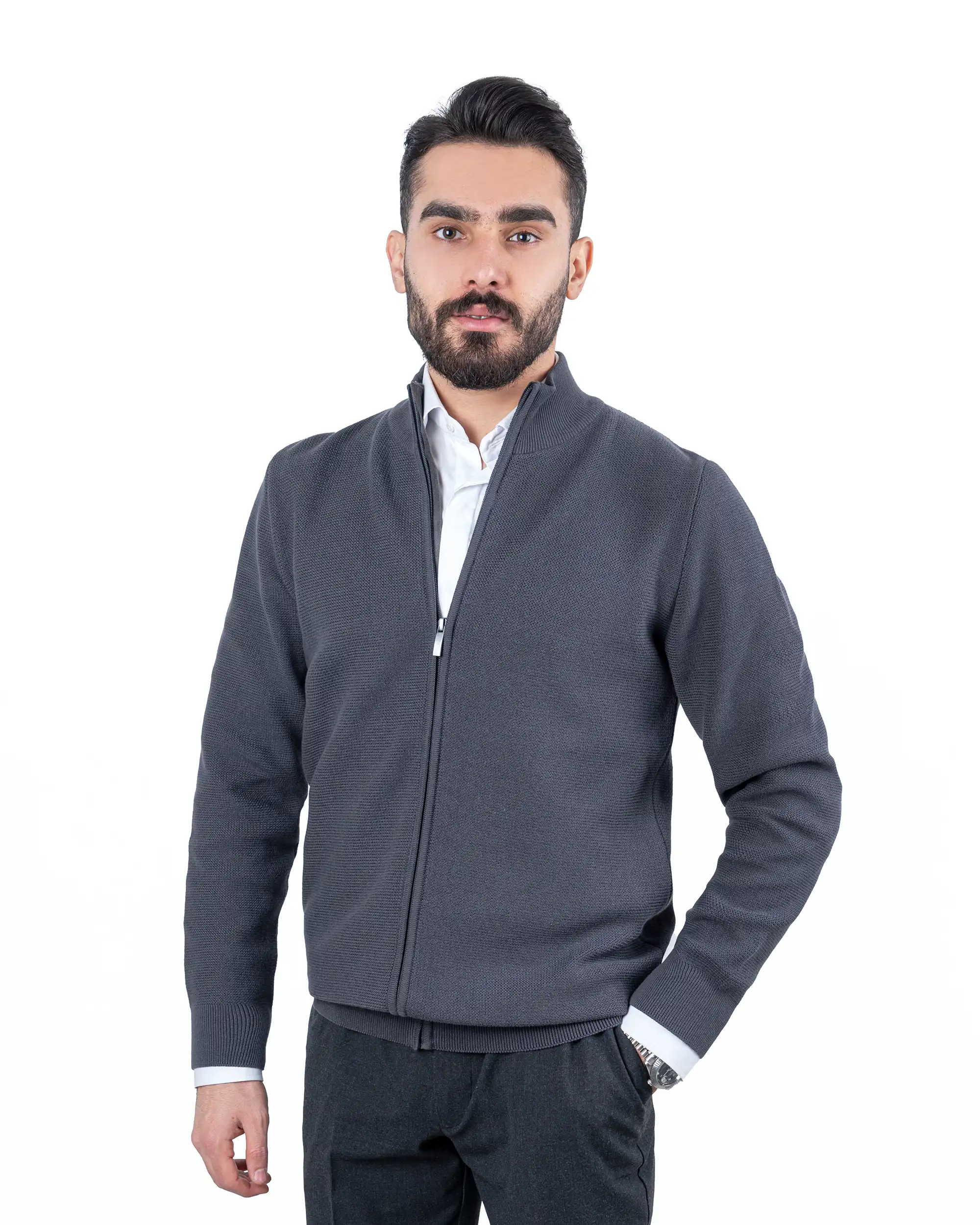 سویشرت ریز بافت یقه ایستاده